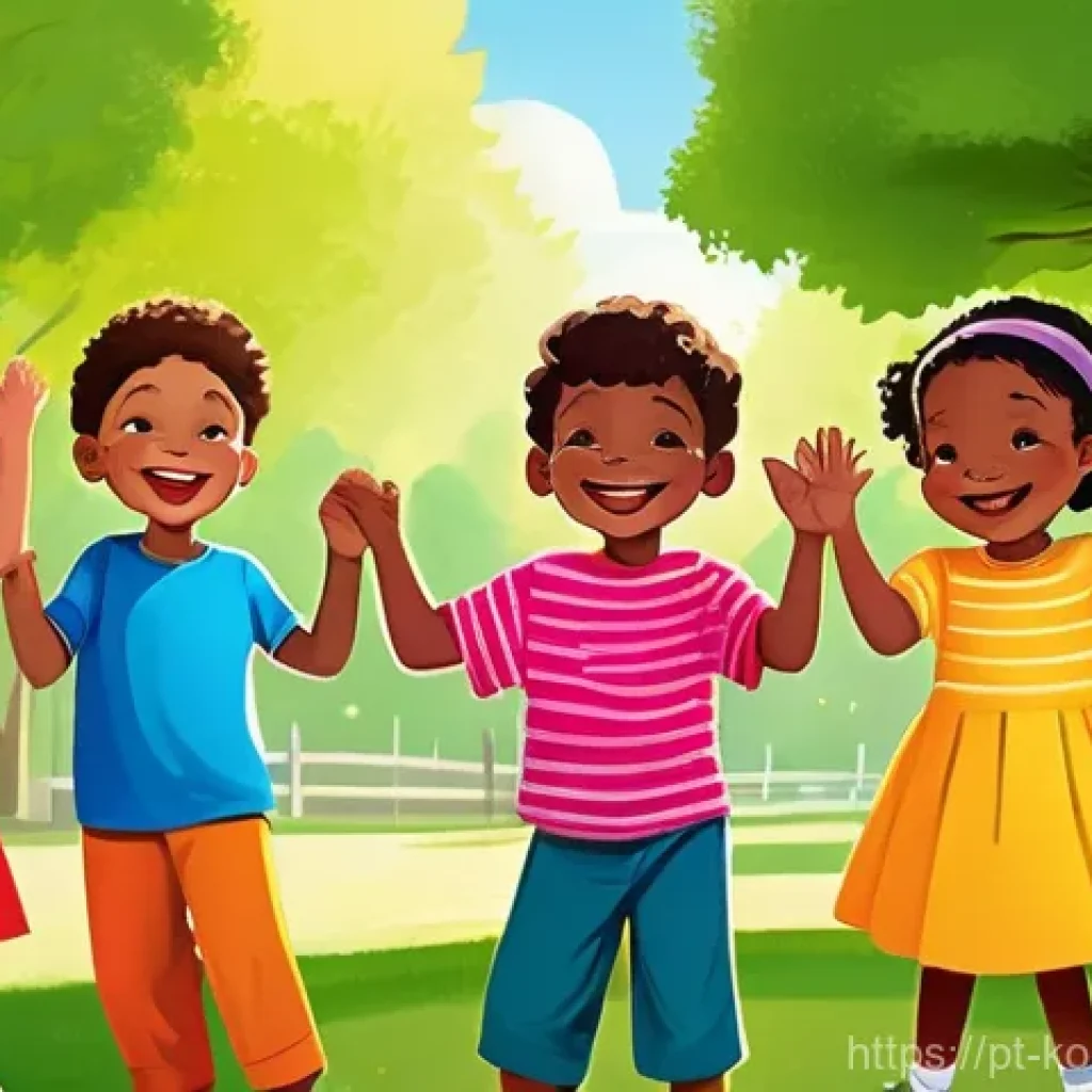 콩순이 동요 인기 이유 - **"The Joy of Rhythm and Movement"**: A brightly lit, vibrant illustration capturing a diverse group...