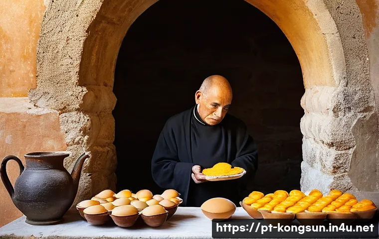 콩순이의 배경 이야기 - **Prompt: The Monastic Origin of Pastel de Nata**
    "A cozy, sunlit kitchen inside an ancient Port...
