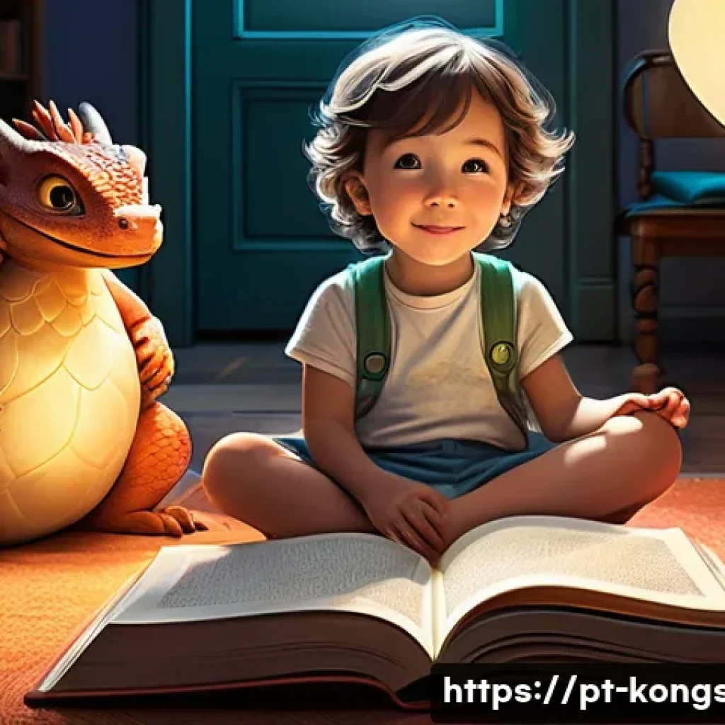 콩순이 전집 도서 - A vibrant and colorful illustration of a young child wearing a diaper, sitting cross-legged on the f...