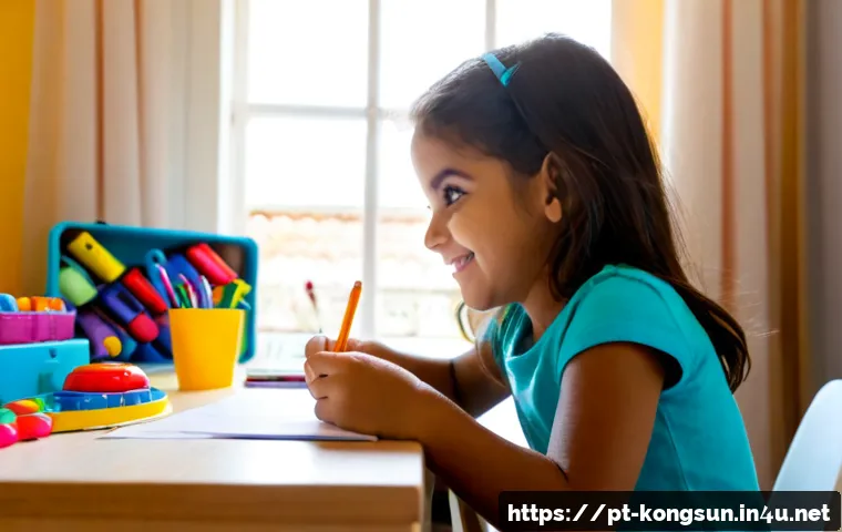 Home 17 콩순이 캐릭터 성향 분석 - Photorealistic lifestyle scene of a cheerful young Brazilian girl in colorful casual clothes organiz...